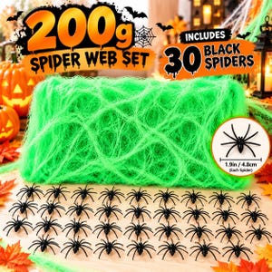 Halloween Spider Web Glow in Dark Stretchy Fake Cobwebs Haunted House Party Decoration Indoor Outdoor Spooky Display Halloween Decor Scary