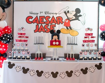 Mickey Mouse Themed Party Backdrop  on JPEG or PDF File via Email Delivery - You Print Your Own