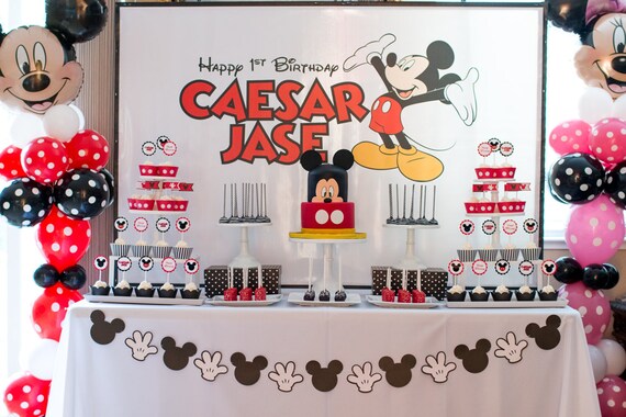 Mickey Mouse Themed Party Backdrop on JPEG or PDF File via Email Delivery - You Print Your Own Il_570xn