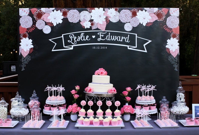 Chalkboard WeddingThemed Backdrop .JPEG File Only YOU PRINT image 1