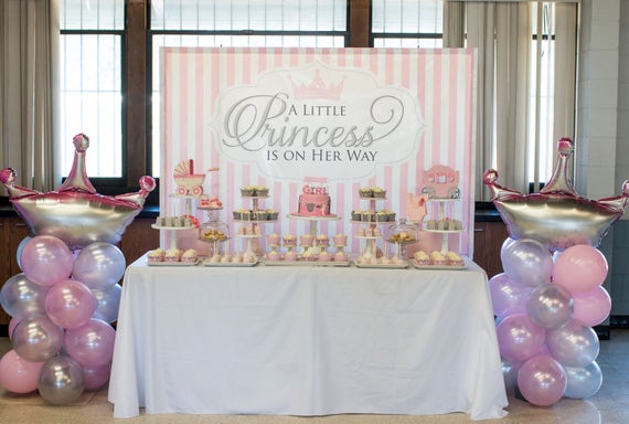 Princess Themed Baby Shower Backdrop - .JPEG File via Email Delivery - You Print Your Own Il_570xn