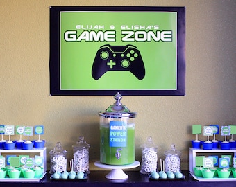 Video Game Party Backdrop for Dessert Table or Candy Buffet- JPEG and PDF File - Email Delivery Only - You Print Your Own