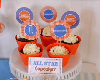 Printable Basketball Themed Cup Cake Toppers