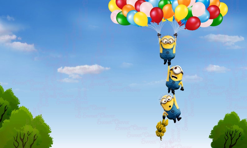 Minions Hanging Printable Backdrop 3ftx5ft Digital File Only You Print INSTANT DOWNLOAD image 1