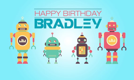 Robot Themed Party Backdrop - Printable Digital File Only - YOU PRINT Il_570xn
