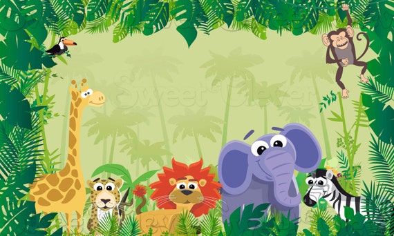 Jungle Safari Themed Party Backdrop - 3ft x 5ft - Instant Download - YOU PRINT Il_570xn