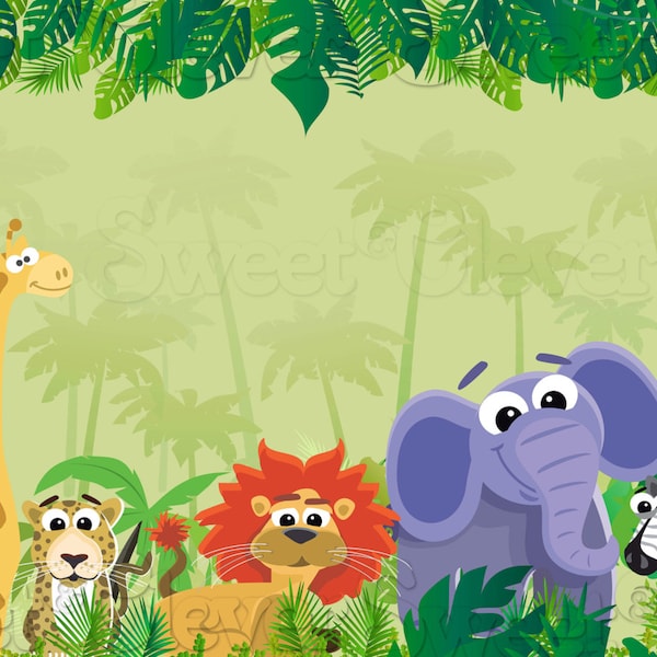 Jungle Safari Themed Party Backdrop - 3ft x 5ft - Instant Download - YOU PRINT