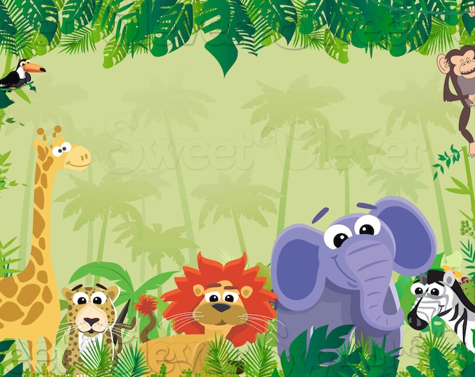 Jungle Safari Themed Party Backdrop 3ft X 5ft Instant Etsy