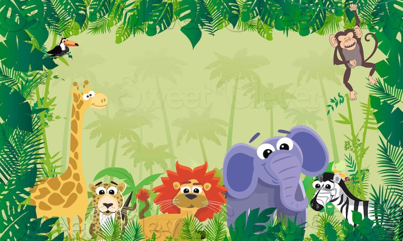 Jungle Safari Themed Party Backdrop 3ft x 5ft Instant Download YOU PRINT image 1