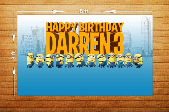 Despicable Me Minion Themed Party Backdrop - Printable Digital File Only - YOU PRINT Il_570xn