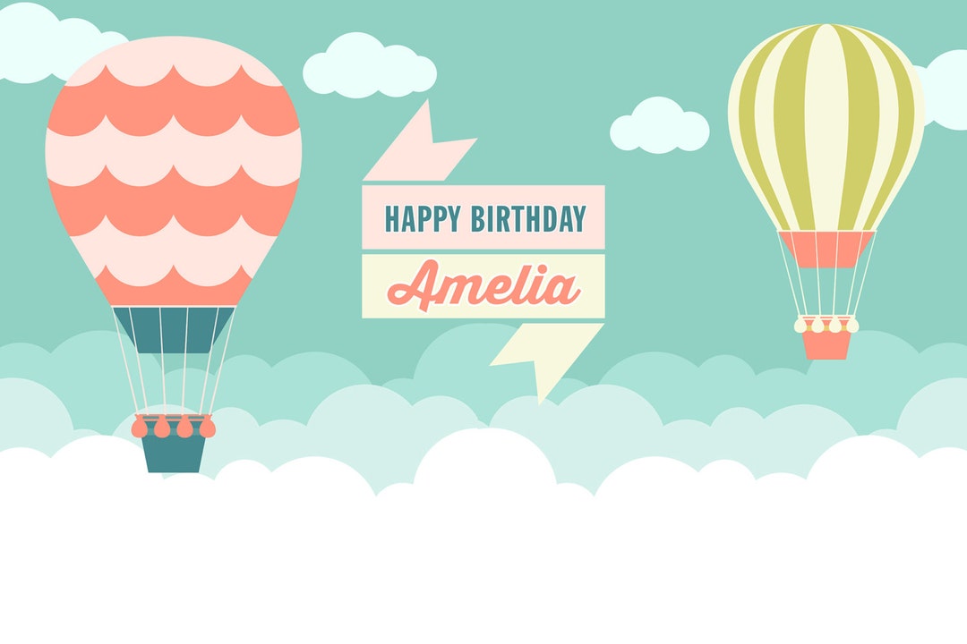 Hot Air Balloon Themed Party Backdrop JPEG File Only YOU Etsy