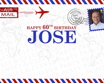 Post Office - Air Mail Themed Backdrop- .JPEG or PDF File via Email Delivery - You Print Your Own