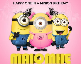 Minions Themed Party Backdrop in PINK - Printable Digital File Only - YOU PRINT