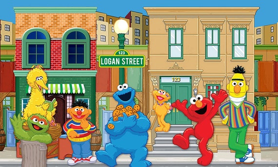Sesame Street Themed Backdrop - .JPEG File via Email Delivery - You Print Your Own Il_570xn