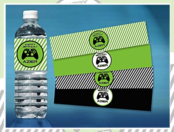 PERSONALIZED Video Game Themed - Water Bottle Label - .jpeg & .pdf files only- You Print Il_570xn