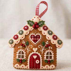 Felt Gingerbread House Ornament Sewing Pattern (PDF Download)