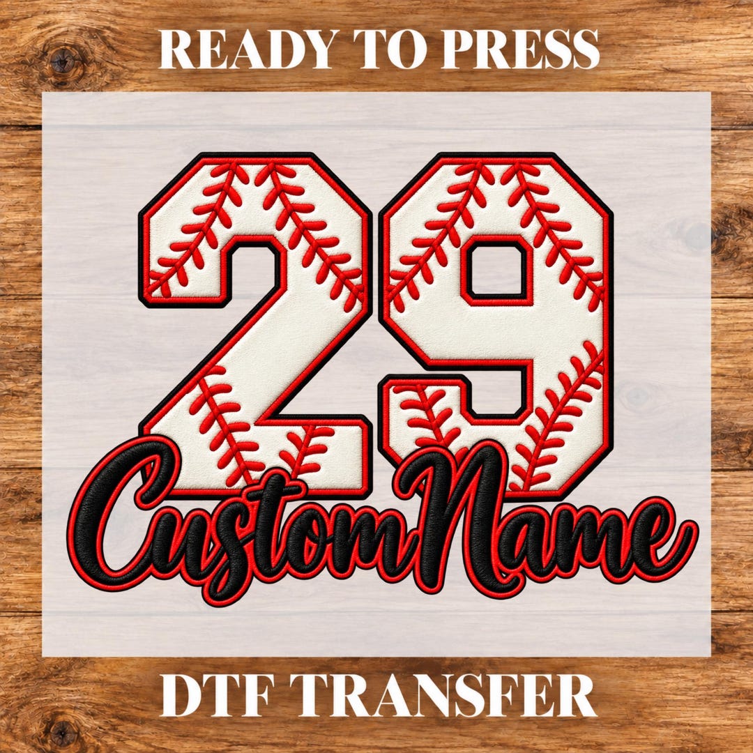 Custom Baseball Name and Number DTF Ready to Press, Retro Personalized ...