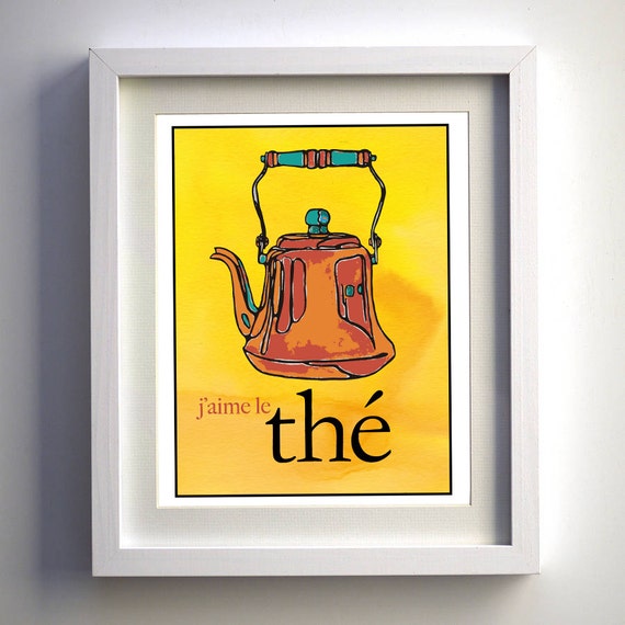 Yellow Kitchen Art. Tea French Art Print 5x7 Teapot Etsy