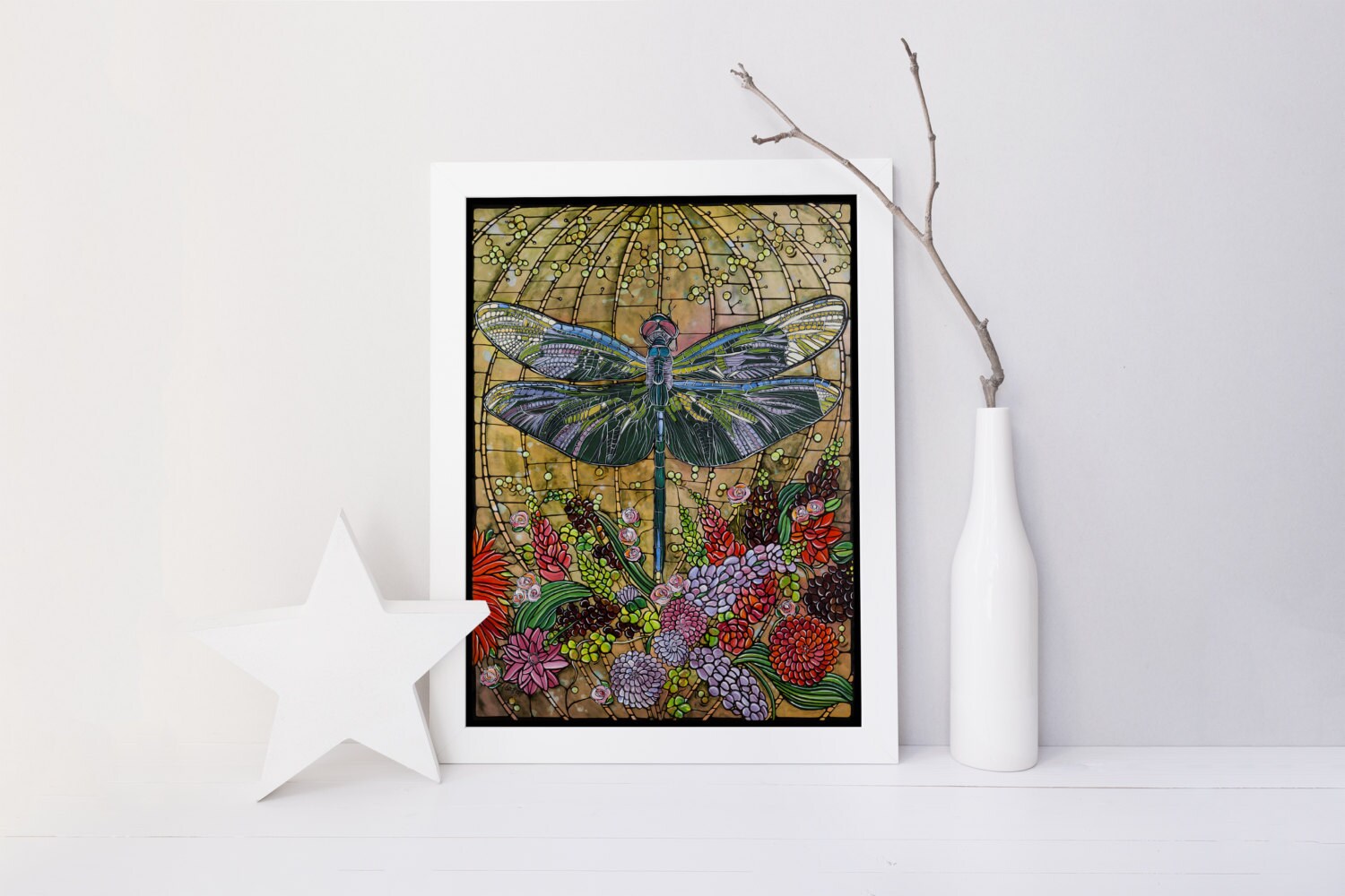 Dragonfly Art Nouveau Print Home Decor 8x10 Paper Etsy