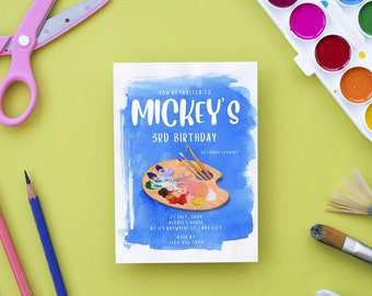 1st Painting Party Birthday Invitation, 1st Invite Template, Digital 1st Birthday Party Invite, 1st Birthday Birthday Invitation Template