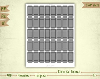 Carnival Tickets - Digital Collage Sheet Layered Template - (T016)