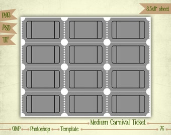 Medium Carnival Tickets - Digital Collage Sheet Layered Template - (T076)