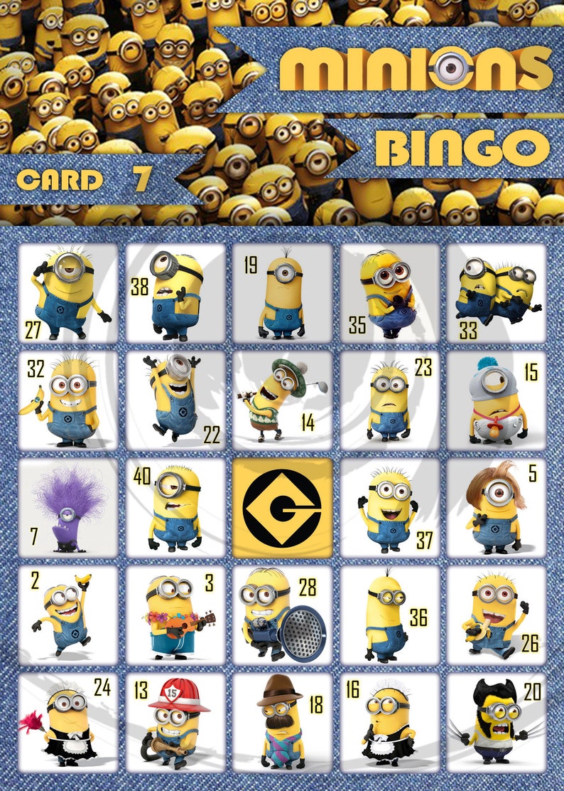 Minions Despicable Me Printable Birthday Party Bingo Game 20 | Etsy