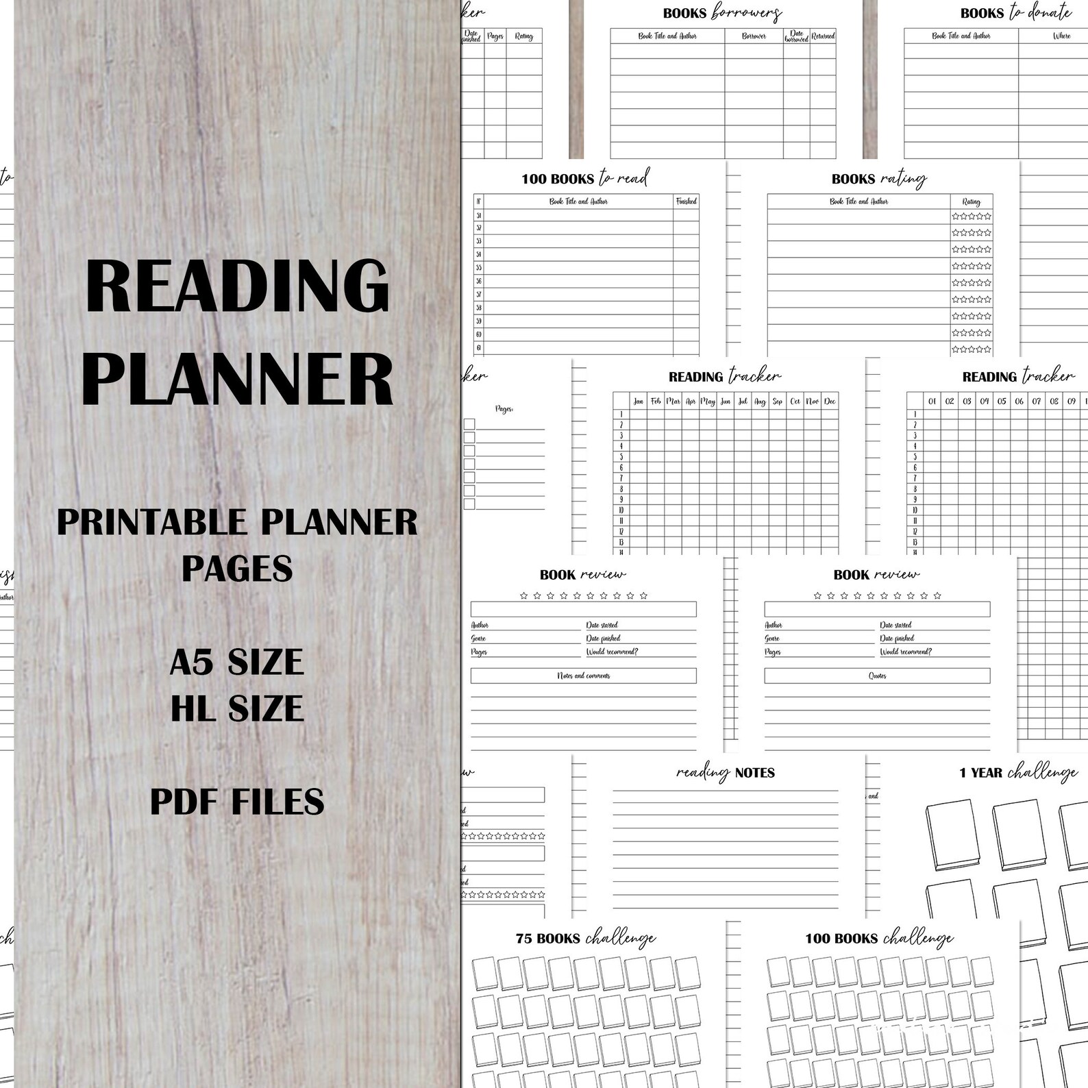 Reading Planner Printable Reading Journal Planner Pages Etsy