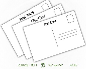 Postcards Back - 4x6" and 5x7" - Digital Collage Sheet Layered Template - (T099)