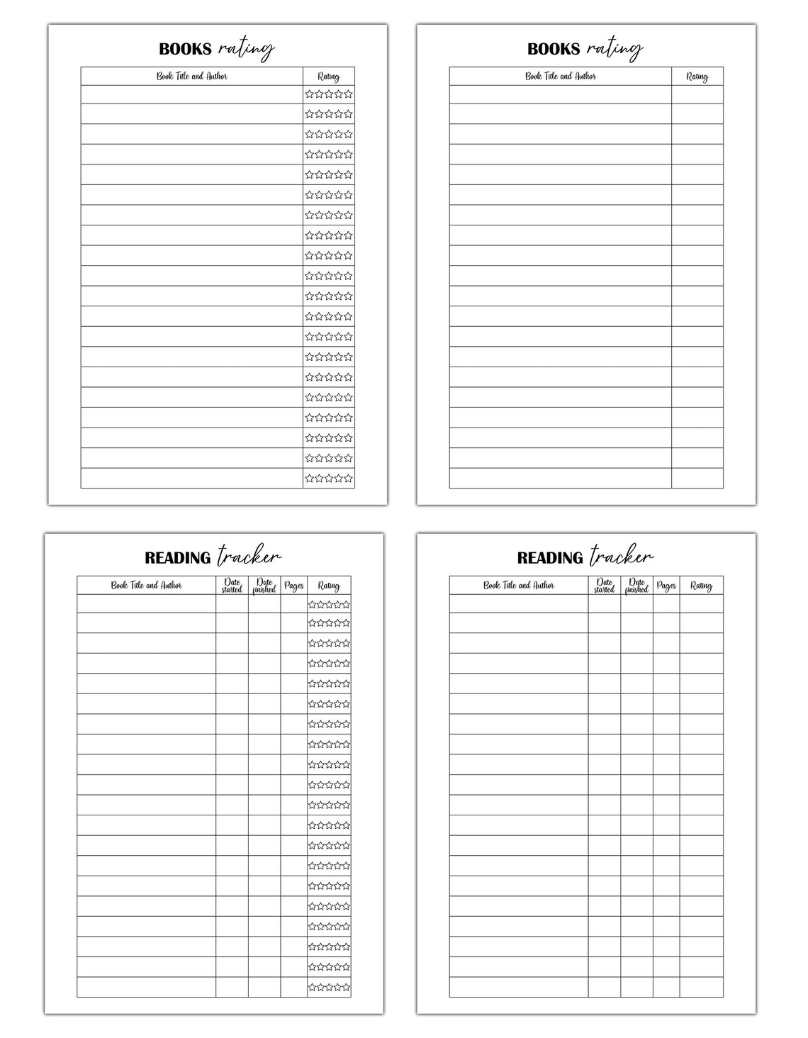 Reading Planner Printable Reading Journal Planner Pages | Etsy