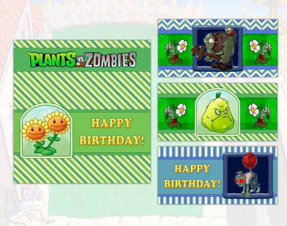 Download Paper Party Supplies Plants Vs Zombies Mini Candy Bar Wrappers Printable Party Favors Games
