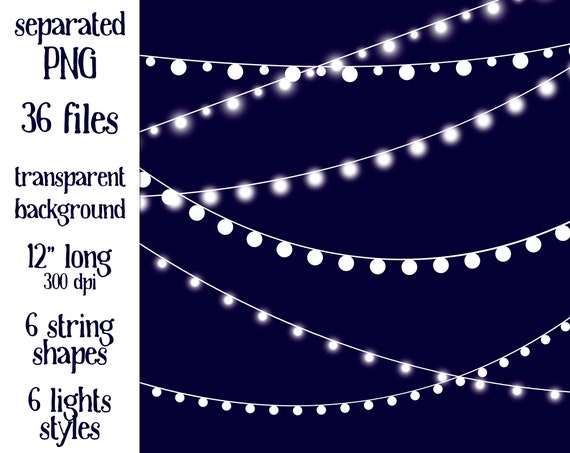 Fairy Lights Digital Clipart String Lights 36 Files Etsy