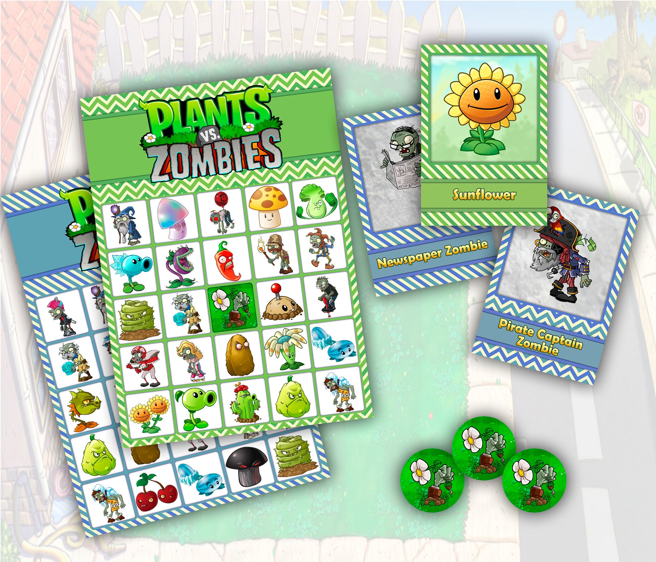 Plants Vs Zombies Printable Party Bingo Game 20 Game Cards