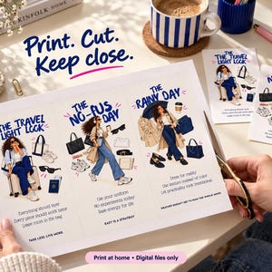 Printable sheet of outfit idea cards ready to print and cut at home, A4 and US Letter PDF included