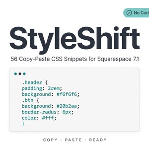 Squarespace CSS Code Pack, 56 Custom CSS Snippets for Squarespace 7.1, Website Styling Code Bundle, Squarespace Design Hacks