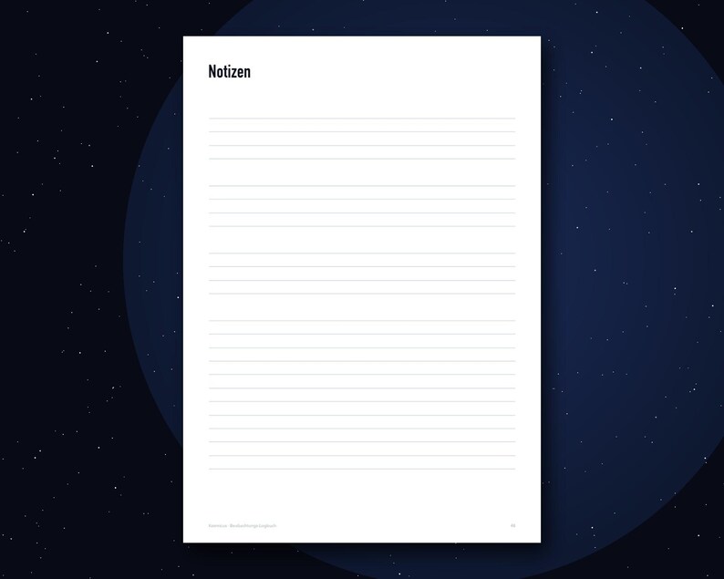 Puede incluir: Una hoja de papel rectangular blanca con l&iacute;neas horizontales para escribir. La palabra Notizen est&aacute; impresa en negro en la esquina superior izquierda. El papel tiene un dise&ntilde;o limpio y sencillo con un peque&ntilde;o texto en la parte inferior.