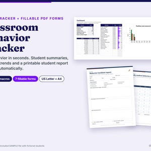 Verhaltensprotokoll für die Klasse (Excel-Vorlage) + ausfüllbare Verhaltensformulare, Schülerverhaltensprotokoll, Vorfallsbericht (Digitaler Download)