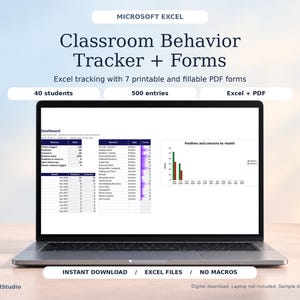 Classroom Behavior Tracker Excel + Fillable Behavior Forms, Student Behavior Log, Incident Report (Digital Download)