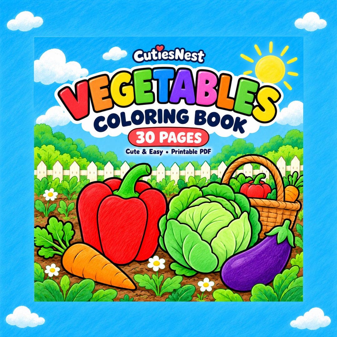 Vegetable Coloring Pages for Kids: 30 Printable Designs, A4 and US ...
