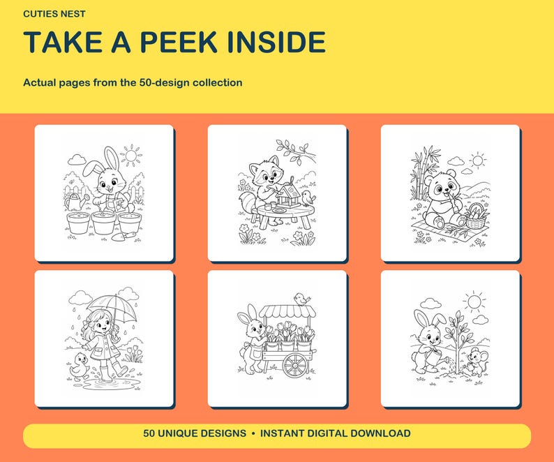 Cute Spring Coloring Pages for Kids, 50 Original Spring Designs ...