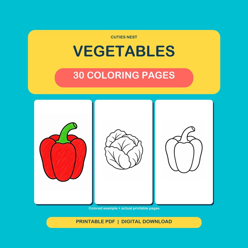 Vegetable Coloring Pages for Kids: 30 Printable Designs, A4 and US ...