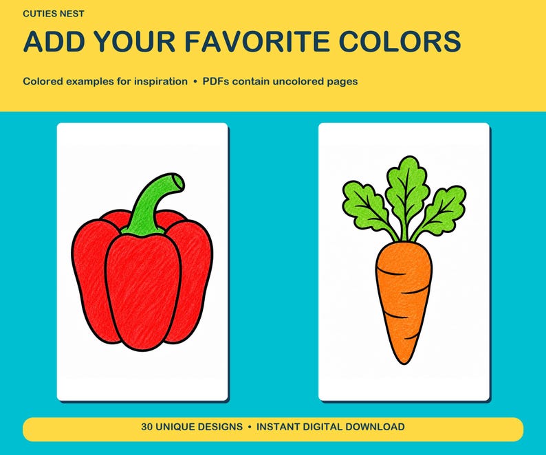 Vegetable Coloring Pages for Kids: 30 Printable Designs, A4 and US ...