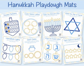 10 Tapetes de Atividades com Massinha de Modelar para o Hanukkah para Imprimir | Desenvolvimento da Coordenação Motora Fina