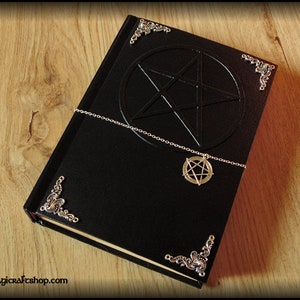 PENTACLE Book of Shadows 500 ivory pages medium size A5 22x16 cm 8,27x6,3 inch wicca pagan diary magic image 1