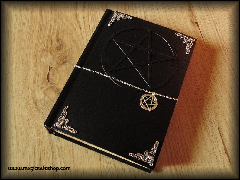 PENTACLE Book of Shadows 500 ivory pages medium size A5 22x16 cm 8,27x6,3 inch wicca pagan diary magic image 1