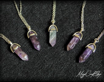 CHARMED amethyst PENDULUM and metal cage with chain for wearing or as a pendulum - pagan paganism wicca charmed tv show