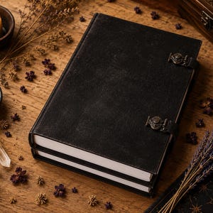 Practical Magic Book of Shadows Replica with Locks – Handmade Witch Grimoire Journal, Pagan Book, Gothic Decor, Vegan Spell Book