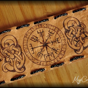 NORSE BRACELET para brazo o muñeca con vegvisir y decoraciones, para hombre y mujer, totalmente hecho a mano y personalizable imagen 4