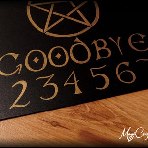 Ouija Board HALLOWEEN in gold or silver color hand painted wicca exorcism witch magic 21x29.7 cm A4 size planchette talking board image 4