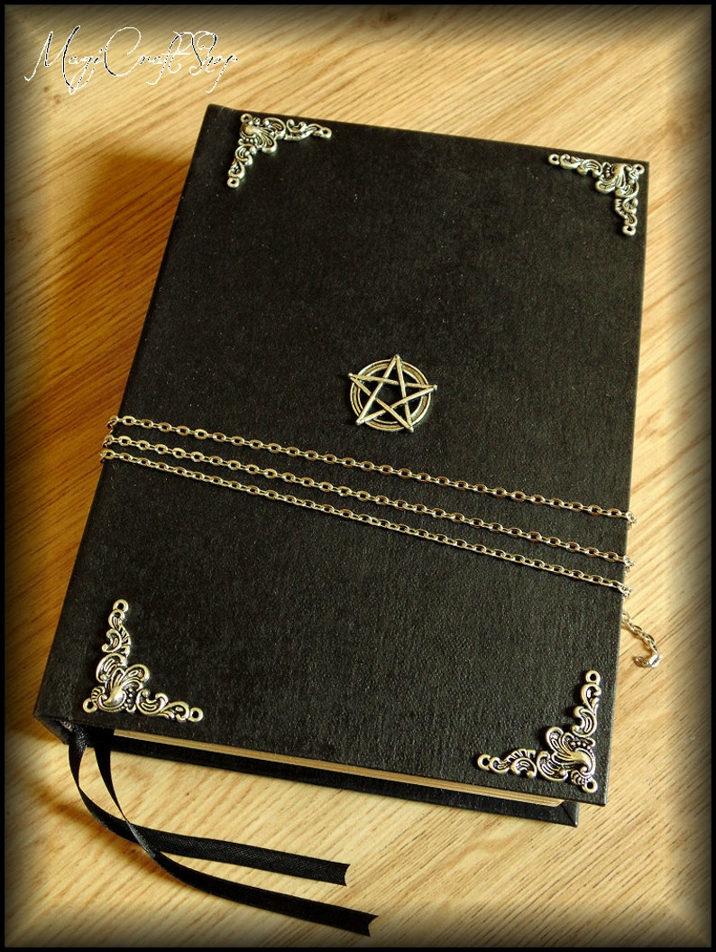 Book of Shadows GOTHIC with pentacle medium size 8,67x5,91 inch 22x16 cm wicca pagan diary magic image 4